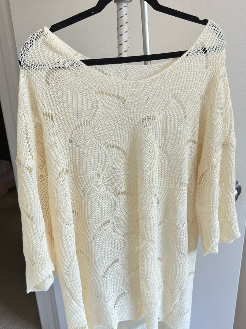 SHEIN Cream Open-Knit Beach Coverup
